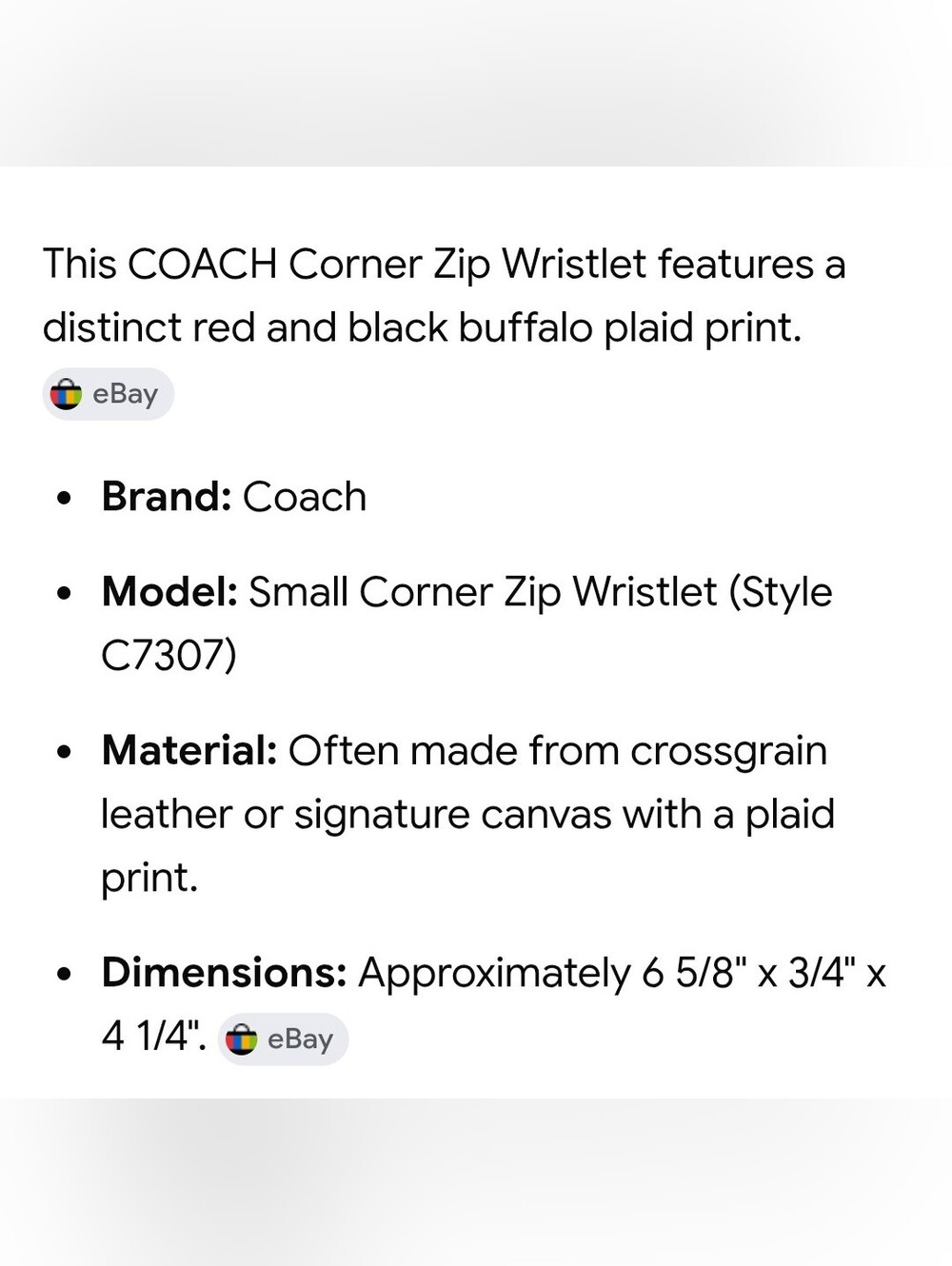 Coach Buffalo Plaid Signature Small Corner Zip Wristlet - Picture 6 of 6